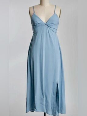 Final Touch Blue Cami Front Twist Midi Dress, Size Medium, BNWT